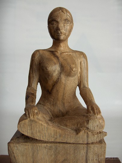 2007-11_Ensemble-sculptures-et-reliefs_05.jpg - Nu assis (noyer d'Afrique, socle en noyer d'Europe - h. 19cm. H.totale 21,5cm)